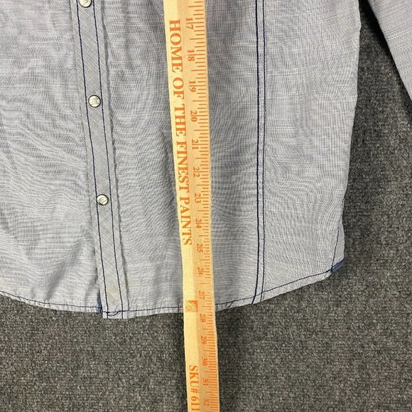 Various Artists Pearl Snap Shirt Men's Medium Long Sleeve Gray Cotton Blend M - Picture 6 of 10